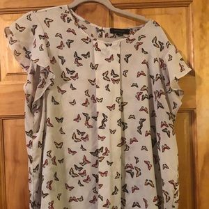 White ruffle sleeve blouse